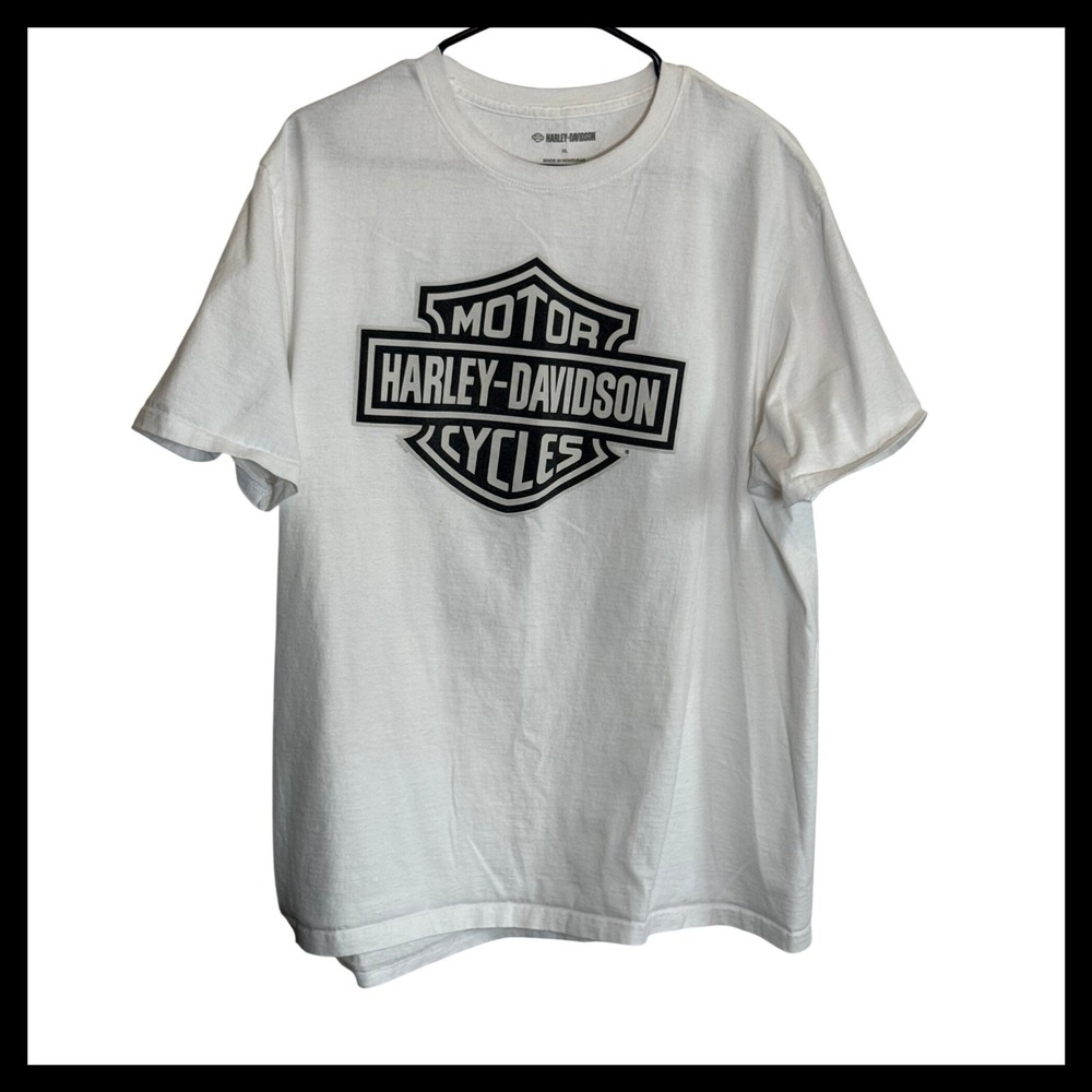 Harley-Davidson Mens XL White Skyline Winchester VA Graphic‎ T-Shirt Bar Shield